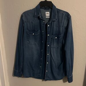 Zara Indigo Button-Up Shirt